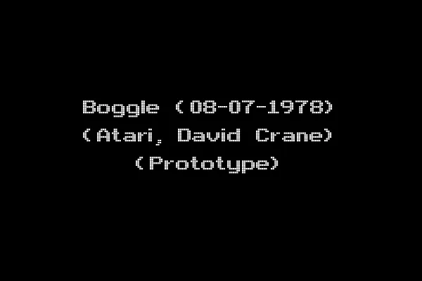 Boggle (08-07-1978) (Atari, David Crane) (Prototype)