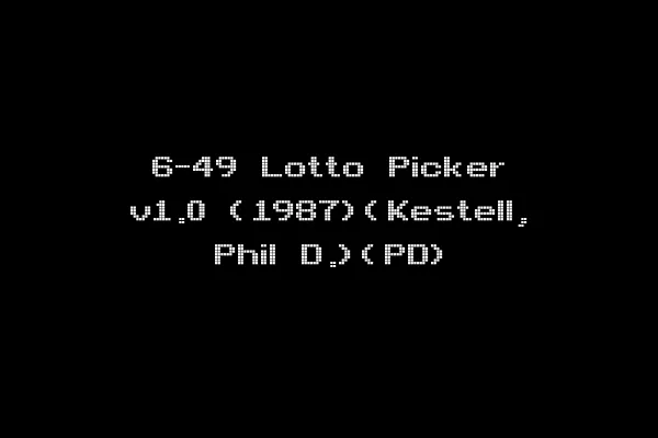 6-49 Lotto Picker v1.0 (1987)(Kestell, Phil D.)(PD)