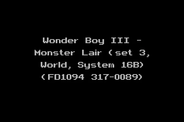 Wonder Boy III - Monster Lair (set 3, World, System 16B) (FD1094 317-0089)