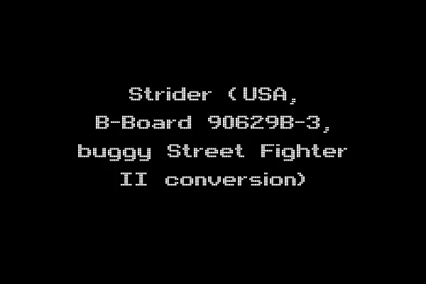 Strider (USA, B-Board 90629B-3, buggy Street Fighter II conversion)