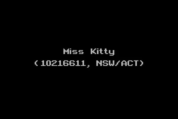 Miss Kitty (10216611, NSW/ACT)