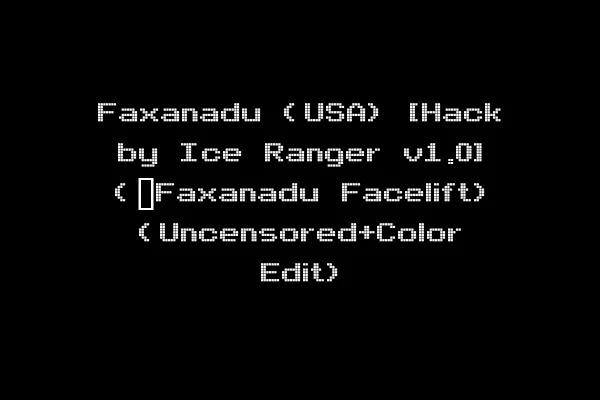 Faxanadu (USA) [Hack by Ice Ranger v1.0] (~Faxanadu Facelift) (Uncensored+Color Edit)