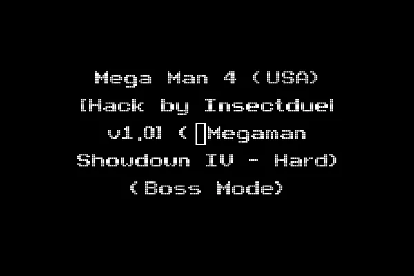 Mega Man 4 (USA) [Hack by Insectduel v1.0] (~Megaman Showdown IV - Hard) (Boss Mode)