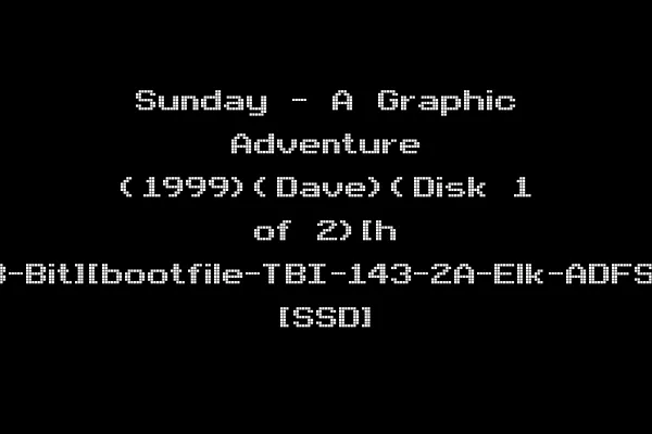 Sunday - A Graphic Adventure (1999)(Dave)(Disk 1 of 2)[h 8-Bit][bootfile-TBI-143-2A-Elk-ADFS] [SSD]