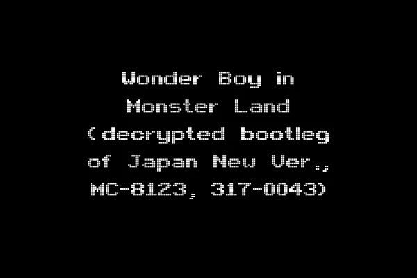 Wonder Boy in Monster Land (decrypted bootleg of Japan New Ver., MC-8123, 317-0043)