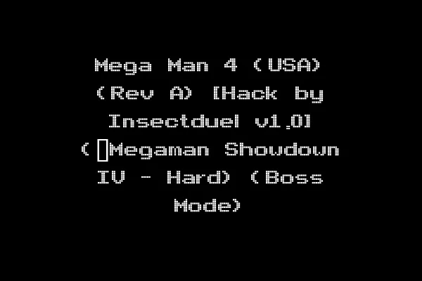 Mega Man 4 (USA) (Rev A) [Hack by Insectduel v1.0] (~Megaman Showdown IV - Hard) (Boss Mode)