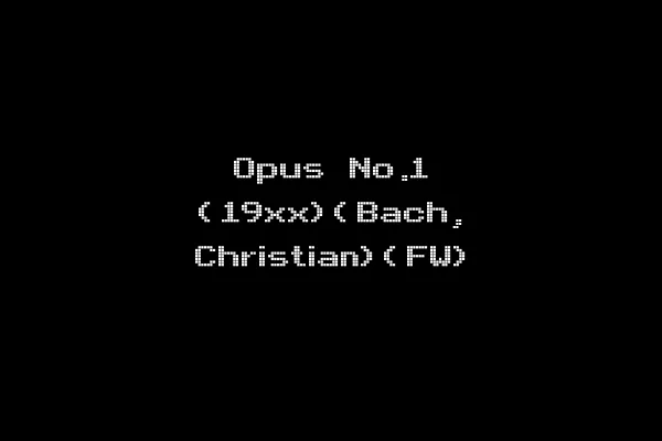 Opus No.1 (19xx)(Bach, Christian)(FW)