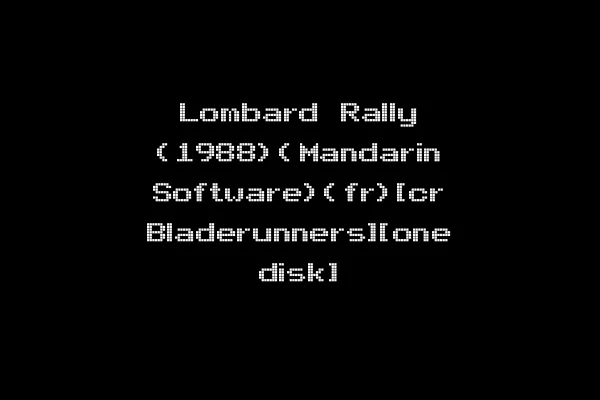 Lombard Rally (1988)(Mandarin Software)(fr)[cr Bladerunners][one disk]