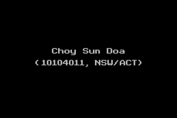 Choy Sun Doa (10104011, NSW/ACT)