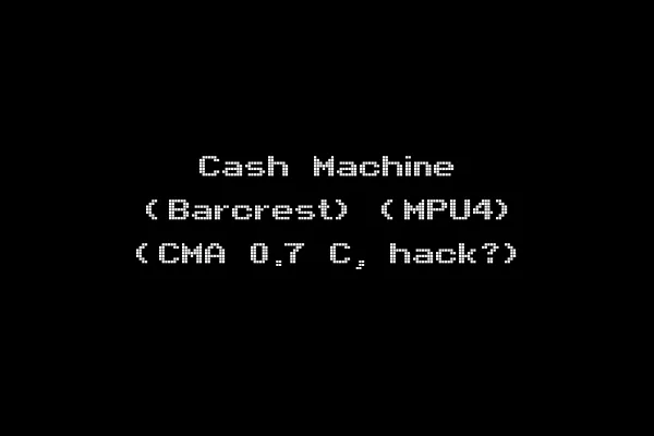 Cash Machine (Barcrest) (MPU4) (CMA 0.7 C, hack?)