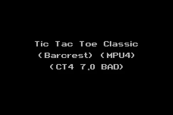 Tic Tac Toe Classic (Barcrest) (MPU4) (CT4 7.0 BAD)